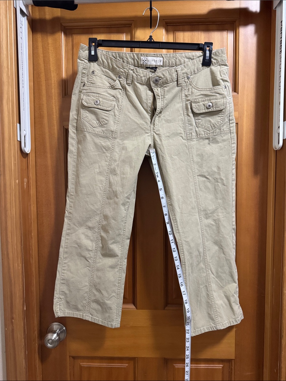 Arizona Jean Company Cropped Cargo-Style Jeans in Beige